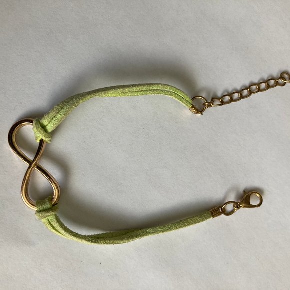 NWT Gold Infinity Charm Bracelet – Double-Stranded, Choose Orange or Lime Green - Picture 5 of 5